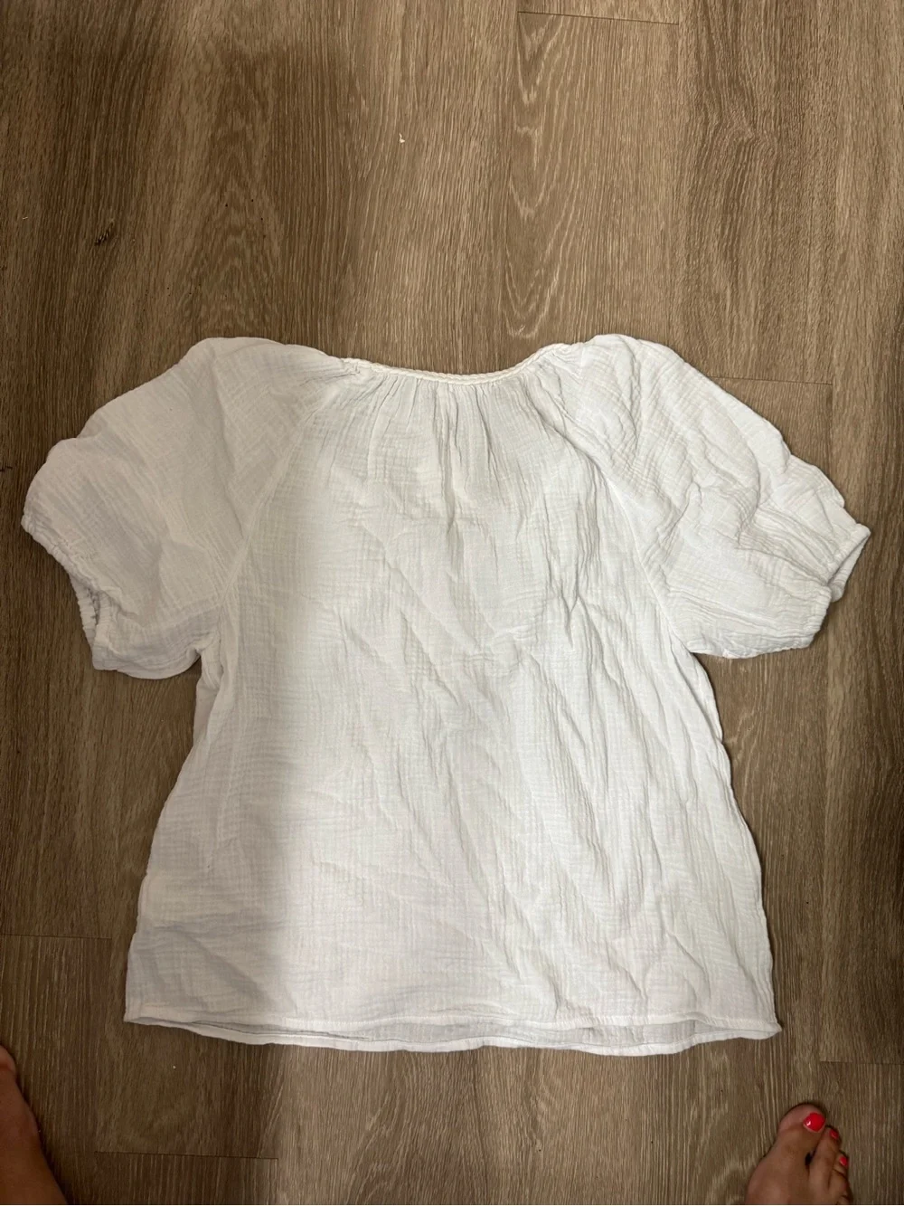 J. Crew Puff Sleeve Braided Neckline Gauze Top